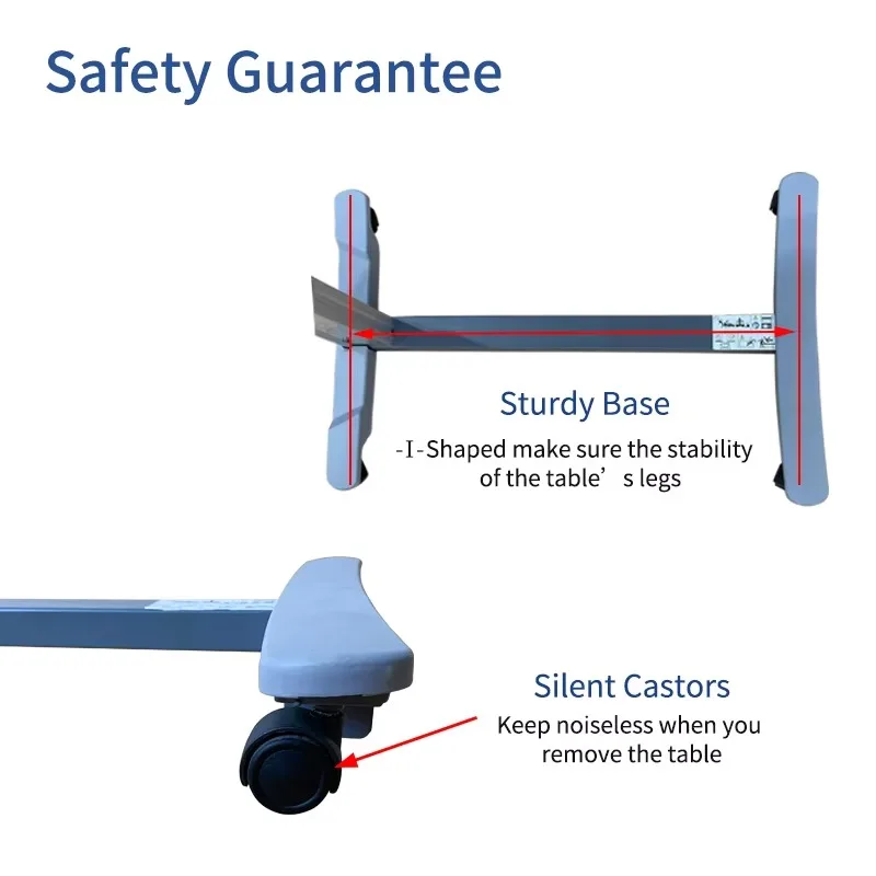 طاولة فوق السرير مع عجلات ارتفاع قابل للتعديل طاولة السرير المحمولة متعددة الوظائف للمنزل والمستشفى