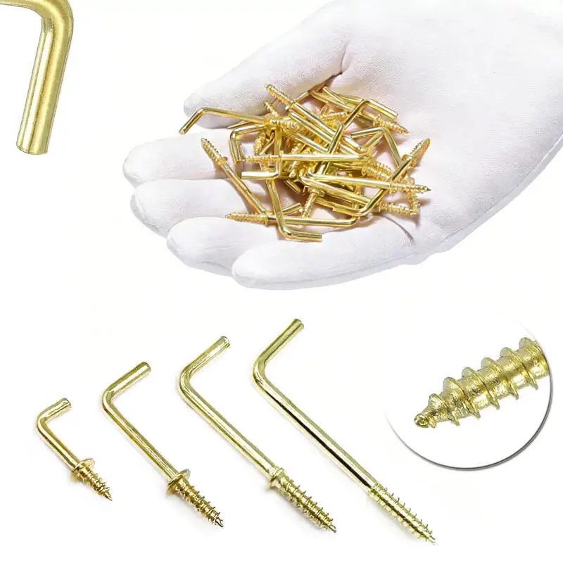 Golden Picture Photo Frame Lamp Light Cabinet Tool Plant Curtain Wire Eyebolt Eyescrew Eye Screw in Spirals Hanger L Cup Hook