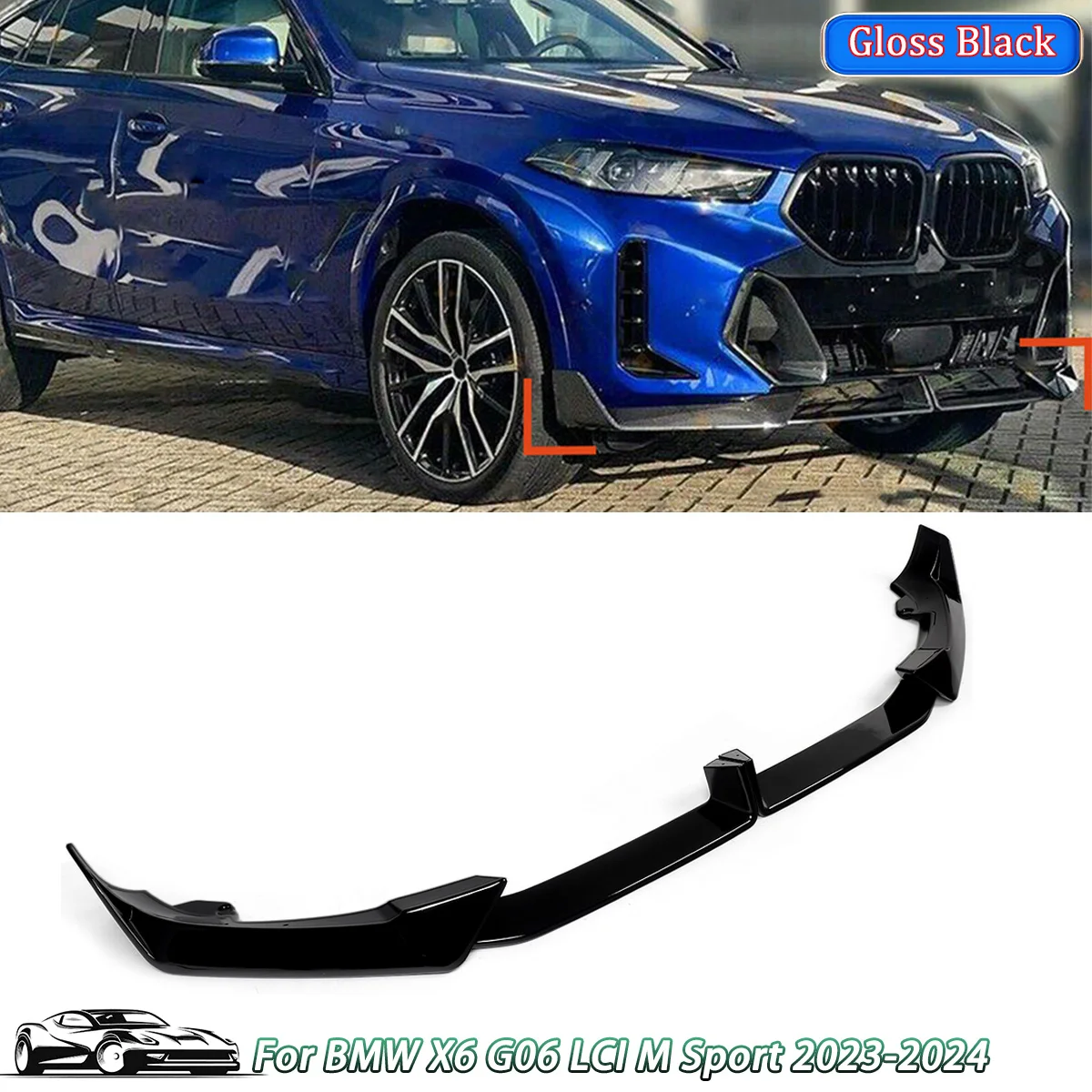 Frontschürze Lip Spoiler Für BMW X6 G06 M Sport 2023 2024 2025 LCI Frontschürze Schutz Untere Klinge splitter Auto Styling