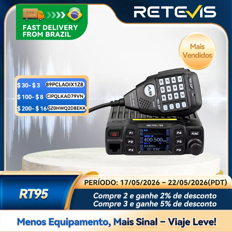 Foto detalhada de Retevis RT95 Rádios de Carro Radio Comunicador Carro Profissional Longo para bancada de manutencao B2B