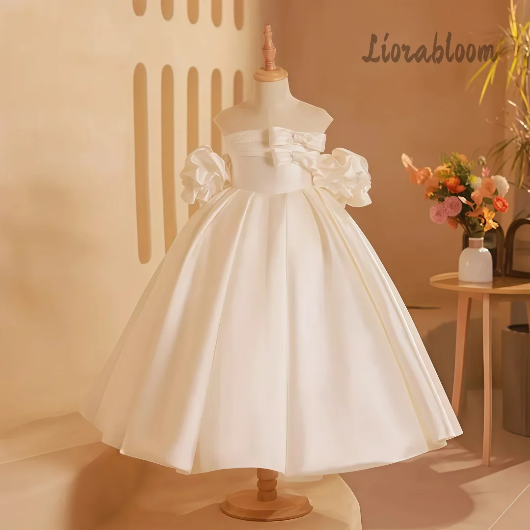 

White Formal Evening Gowns for Girls Princess Style Flower Girl Dresses Exquisite Formal Wear and Everyday Dresses