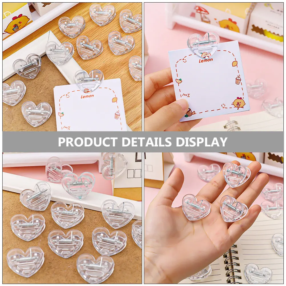 Heart Photo Clips 24pcs Clear Reusable Picture Clamps for Wedding, Birthday, Party, Home Decor & Craft Display