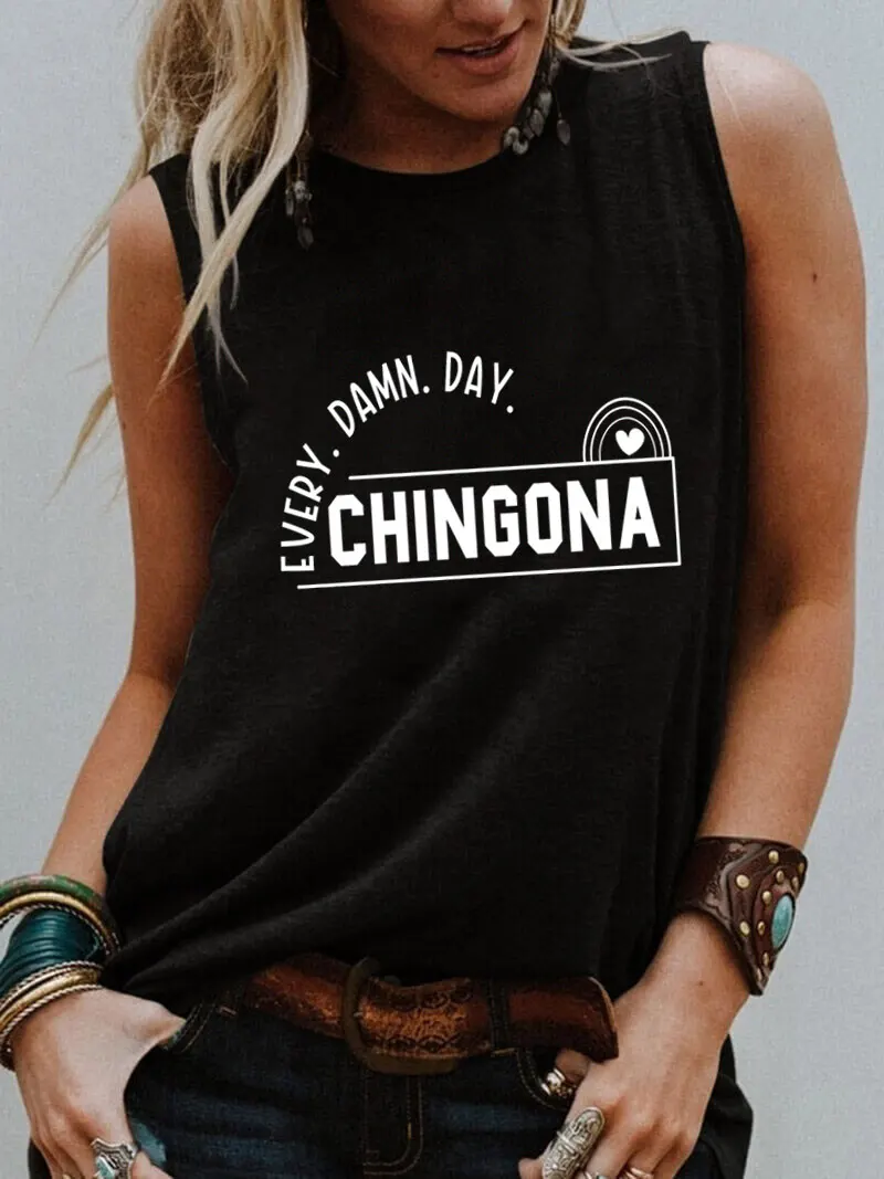 Chingona Teacher Latina Shirt New Arrival Spanish Sleeveless Tshirt Women Funny Summer Casual Sleeveless Top Mexican Tee