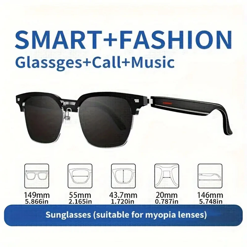 SENBONO Smart Glasses for Men Women Play Music Hands-Free Calling Sunglasses for Outdoor Sports Driving with Built-in Microphone