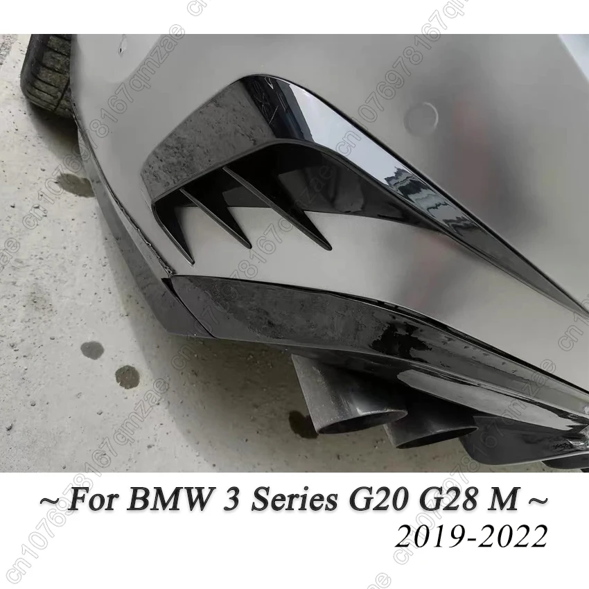 Image of Neue Stil Hinten Stoßstange Canards Lip Splitter Trim Flossen Für BMW 3er G20 G21 M 320e 330e 318i 320i 325i 330i 340i 2019-2022