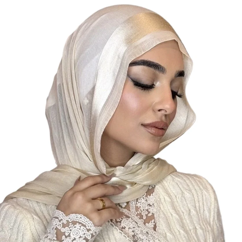 

2026 new women's shawl pleated chiffon belt with stripes, natural wrinkles, Middle East Dubai headscarf hijab