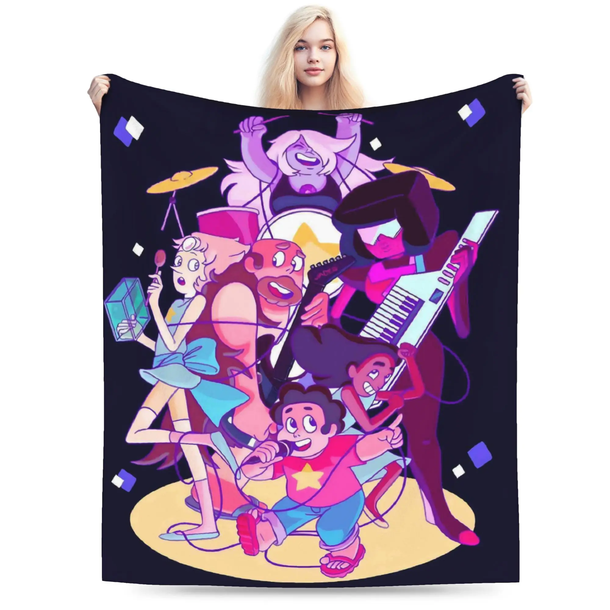 Custom Steven Universe Blanket Soft Fleece Autumn Flannel Children Gift Cartoon Throw Blankets for Sofa Outdoor Bedroom Quilt