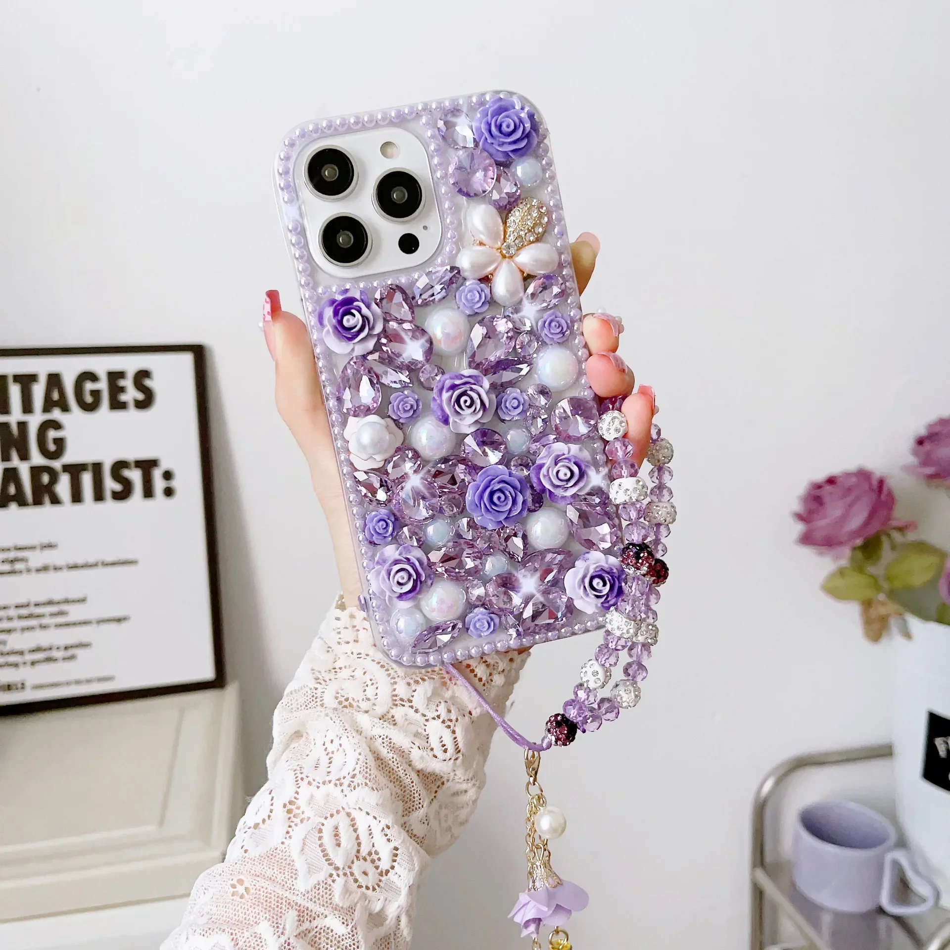 

Stylish Rhinestone-Embedded Case for Apple iPhone 16 Pro Max, Trendy Jewel Cover for iPhone 11 12 13 14 15 Plus 17Air