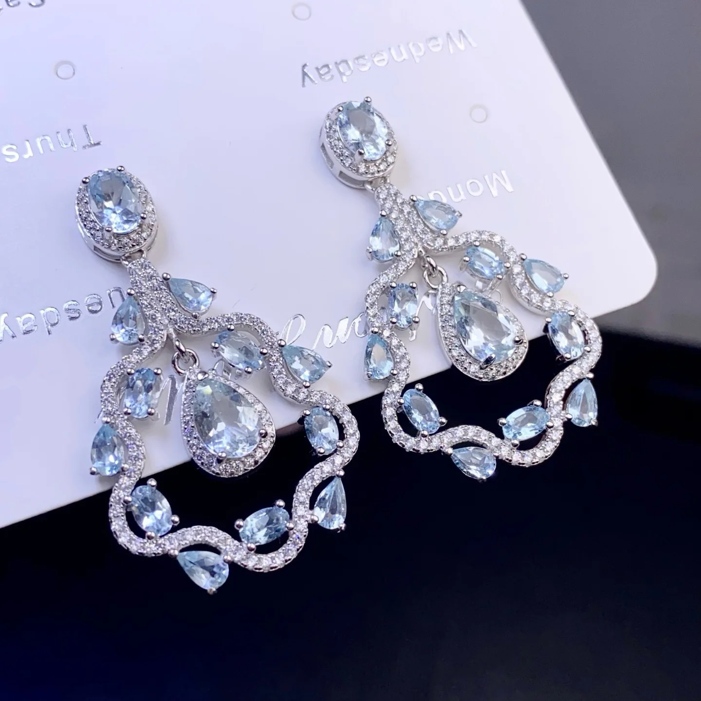 

925 Silver Natural Aquamarine Earrings, 5x7mm 6x8mm 3x5mm Eye-Clean Gemstone with Certificate, Dangle Jewelry Gift for Women