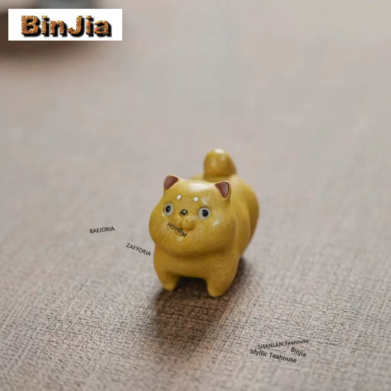 BAEJORIA Yixing Purple Clay Fortune Dog Tea Pet Traditional Flowerpot Landscaping Tea Figurine Play Toys Tea Statue Ornaments
