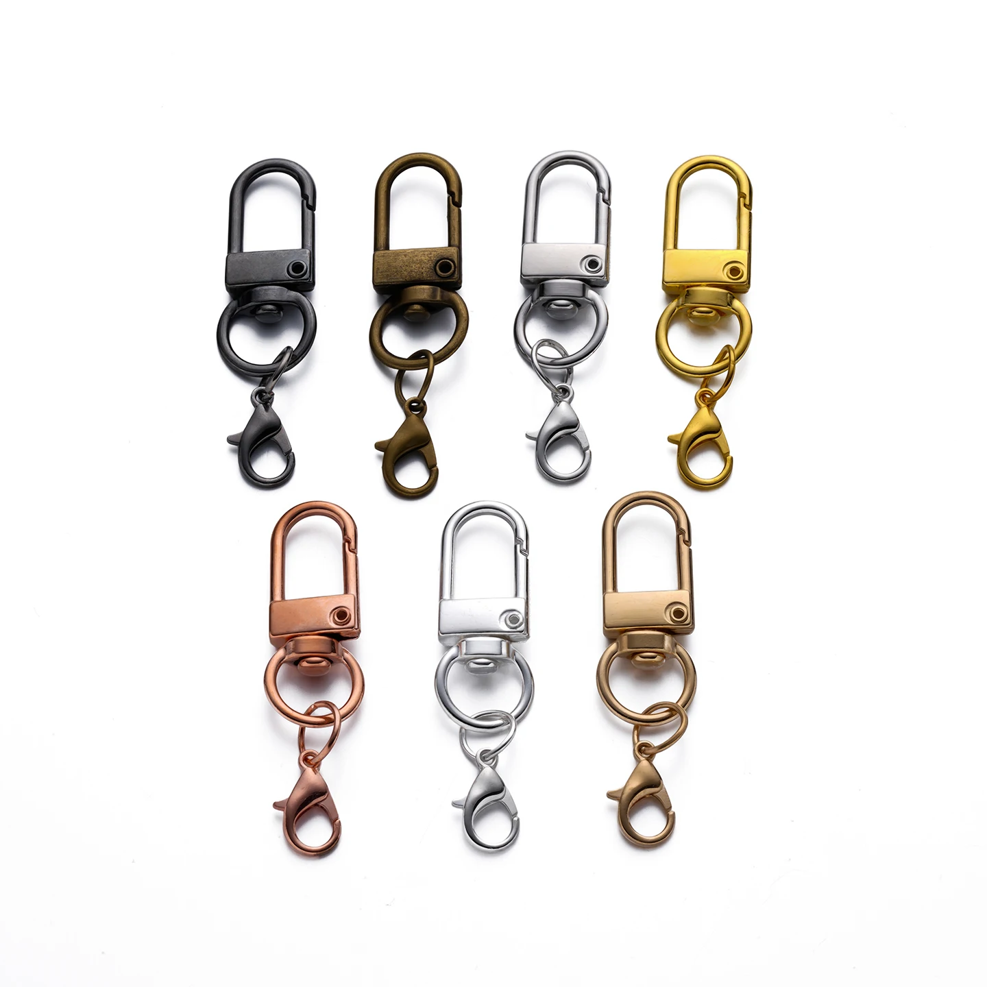 10pcs Alloy Keychains With Lobster Clasp Hooks Buckle Key Chain Rotating Carabiner for DIY Phone Chain Bags Pendants Accessories