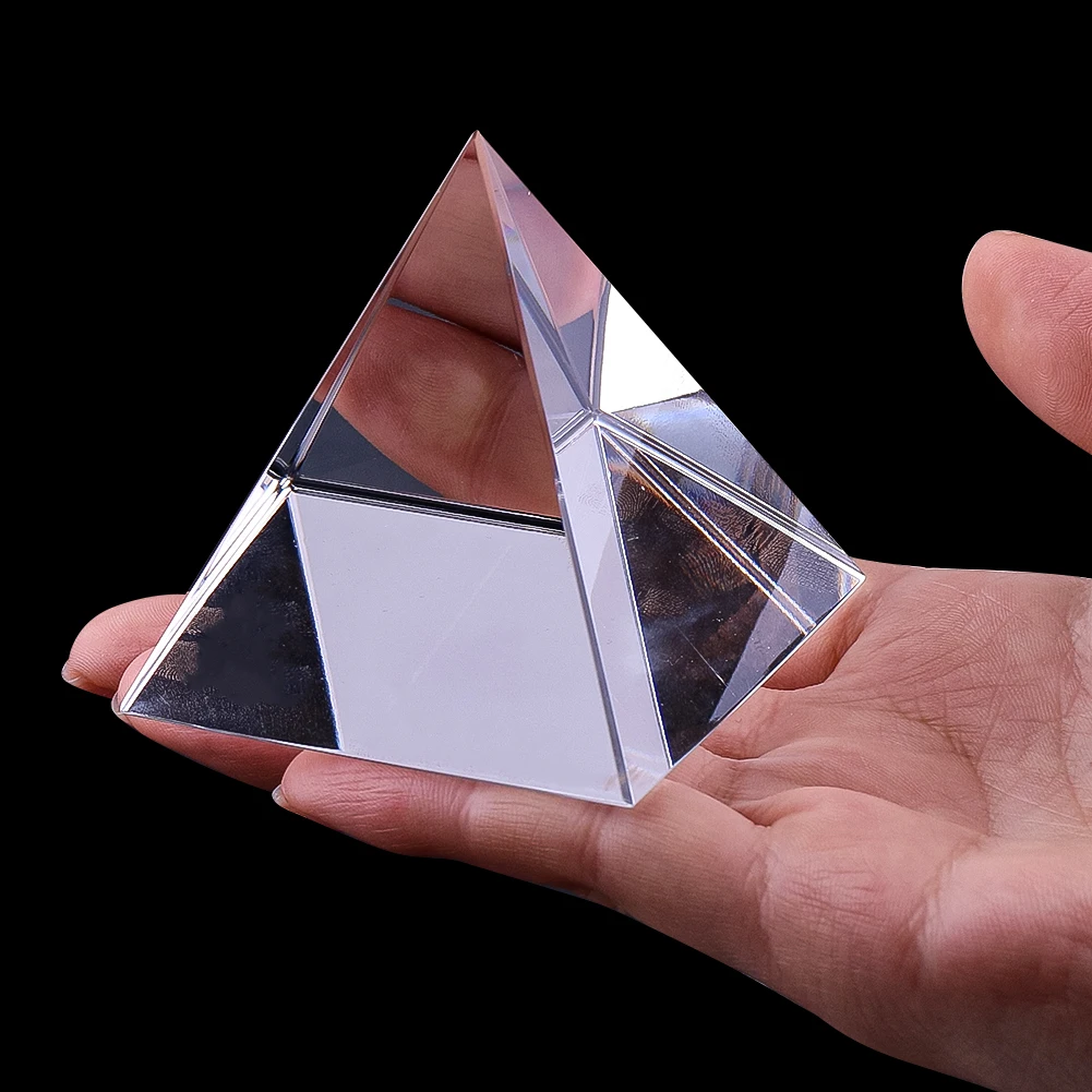 Egyptian Style Transparent Crystal Energy Tower Pyramid Ornaments Prism Creative Crafts Ornaments Desktop Office Decorations