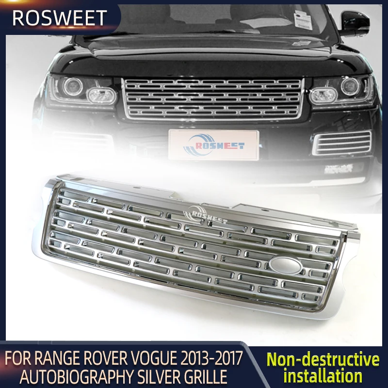 

Autobiography Silver Grille For Land Rover Range Rover Vogue 2013-2017 Car Front Bumper Racing Grills Auto Exterior Parts