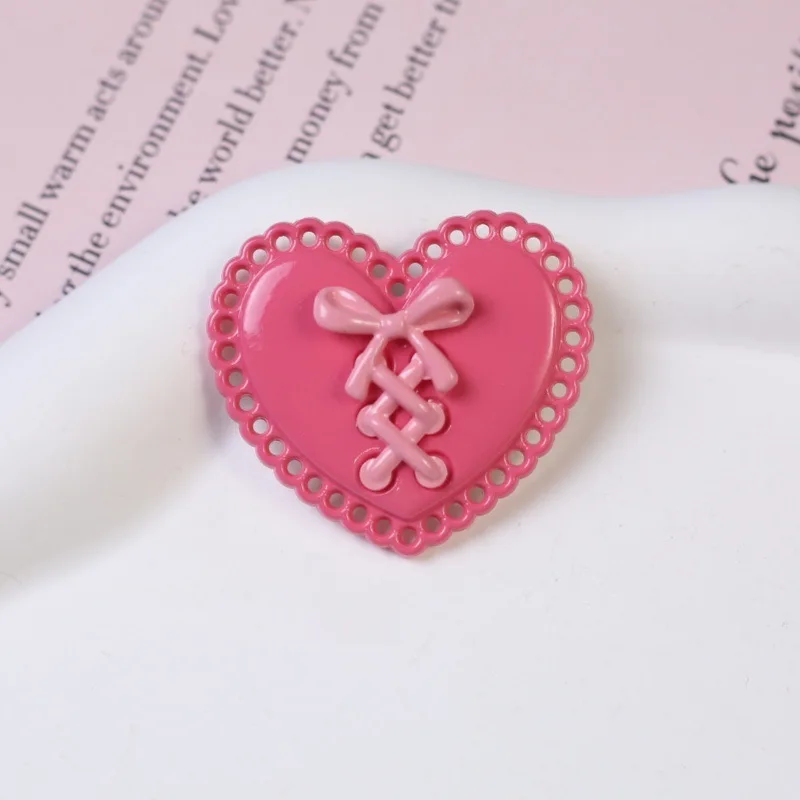 New Sweet Cool Pink Bow Heart Resin Charms, DIY Hair Clips, Phone Case & Crocs Decorations