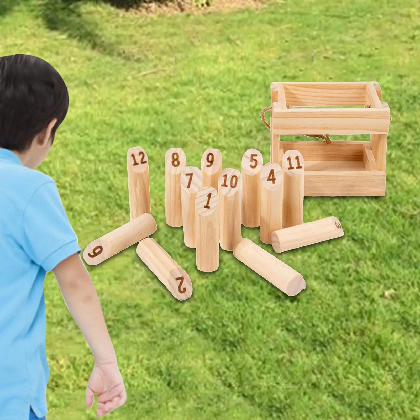 

Premium Wooden Toss Game Set with Numbered Blocks - Fun for the Whole Family