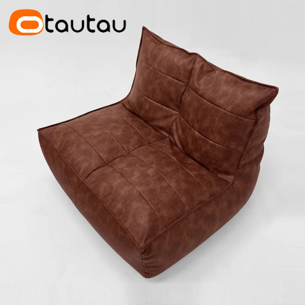 OTAUTAU King Size Retro Kunstleer Zitzakhoes Lounger SF389 【Geen vulmiddel aan de binnenkant! Je moet zelf een vulmiddel kopen!】