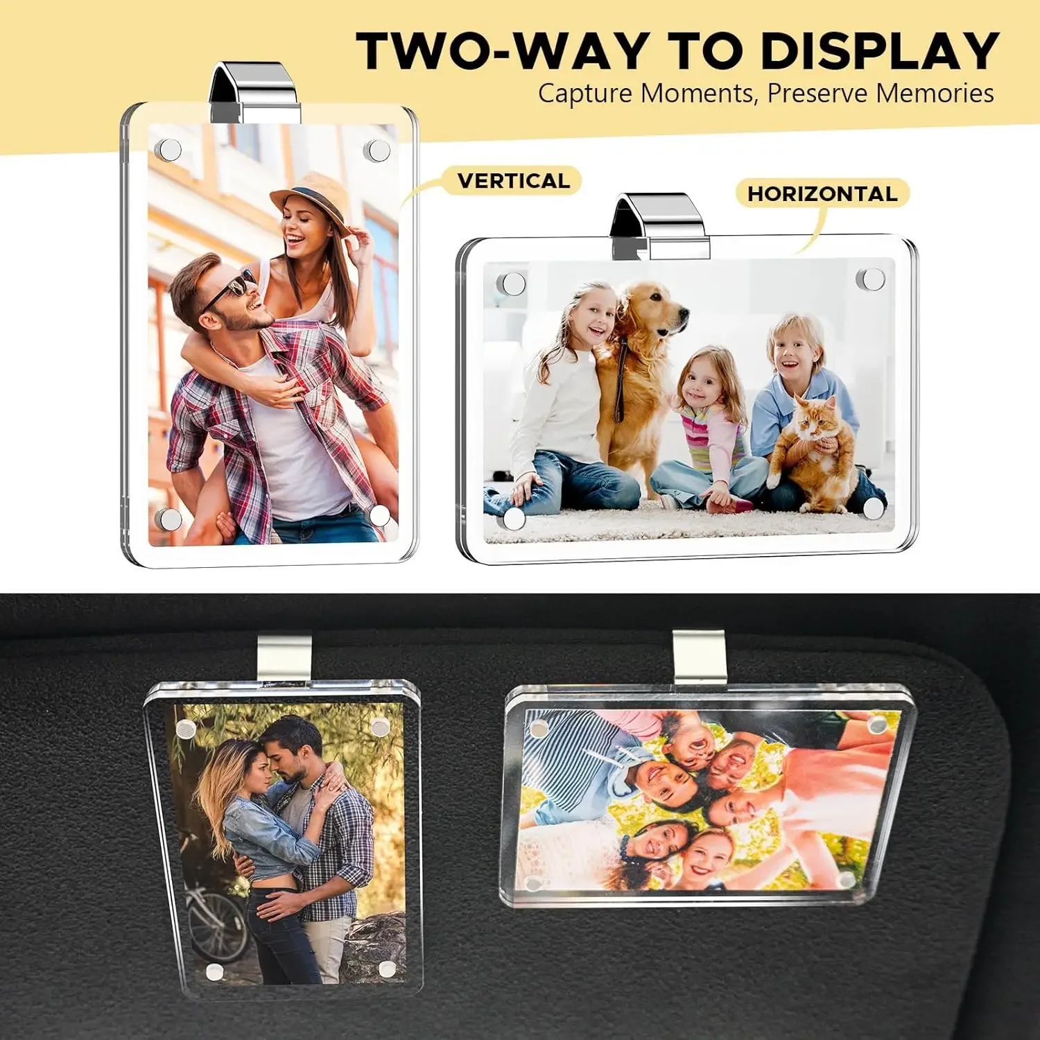 Auto-Sonnenblenden-Fotoclip Personalisierte Innendekoration für Auto Geschenk für Freund Paar Sicherheitsfahrten-Andenken Sonnenblenden-Organizer – Detail 4