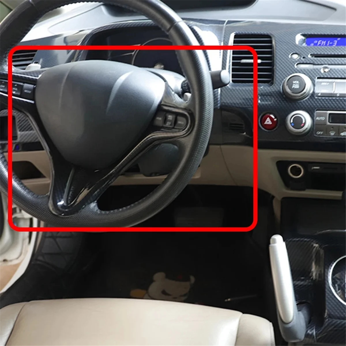 AT77 для Honda Civic 8-го поколения 2006, 2007, 2008, 2009, 2010, 2011, внутренняя накладка на руль из углеродного волокна