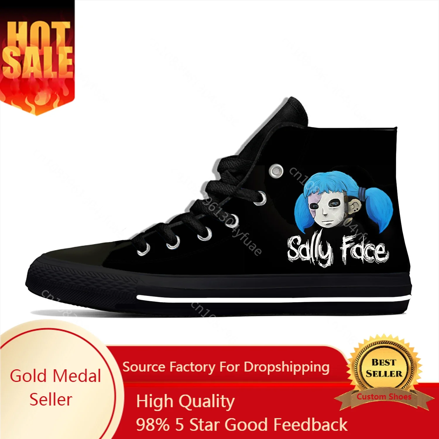 

Hot Summer Game Sally Face Novelty Design Fashion High Top Latest Canvas Shoes Men Women Casual Sneakers Classic Board Shoes