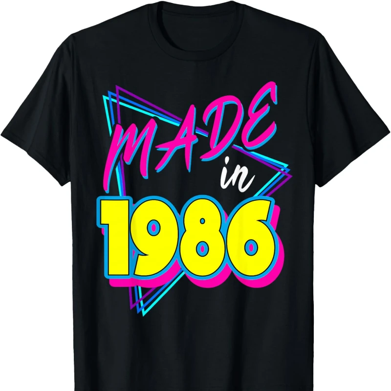 Hergestellt im Jahr 1986, 35. Geburtstag, Retro-T-Shirt mit Rundhalsausschnitt, 35 Jahre alt, 80er-Jahre-Vintage-Stil, normales Kurzarm-T-Shirt, lässig bedrucktes T-Shirt, Oberteile