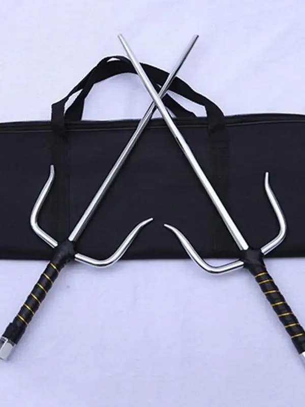 Steel Weaponary Kung Fu Short Fork Martial Arts Ten Hands Iron Ruler Empty Hand Martial Arts Double Pronged Steel Fork