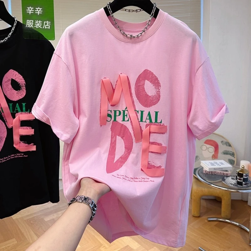 Rue décontracté impression jeunesse hauts amples t-shirts femmes vêtements été à manches courtes jeunesse grande taille tendance t-shirts mode coréenne