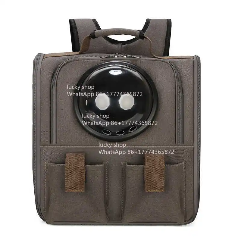 Canvas Backpack Large Capacity Cat Bag Chest Out Portable Space Pet Capsule Dog Bag