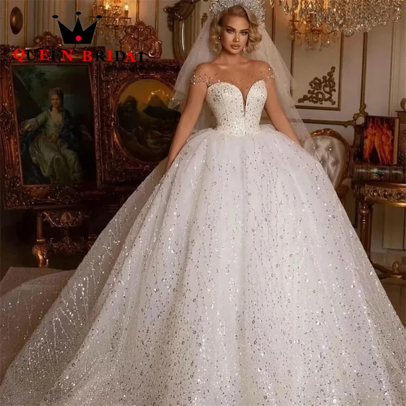 

Off Shoulder Sweetheart Gorgeous Wedding Dress Beading Sequined Bridal Ball Gown Vestidos De Novia Custom Y27M