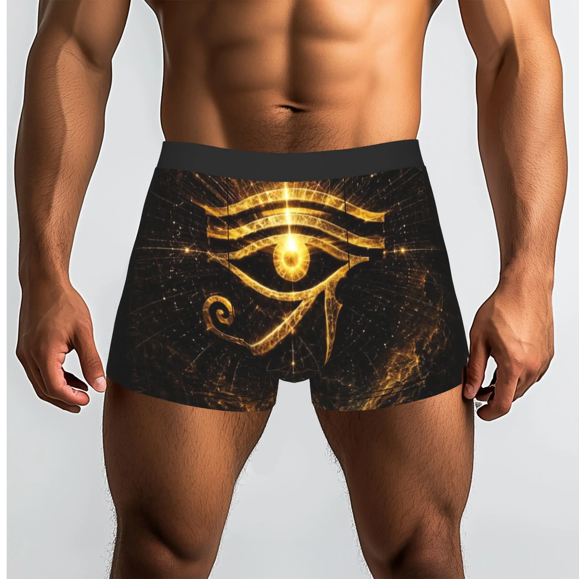 Black Background Golden Eye Of Horus Ancient Egyptian   Underpants Breathbale Panties Man Underwear Print Shorts Boxer Briefs