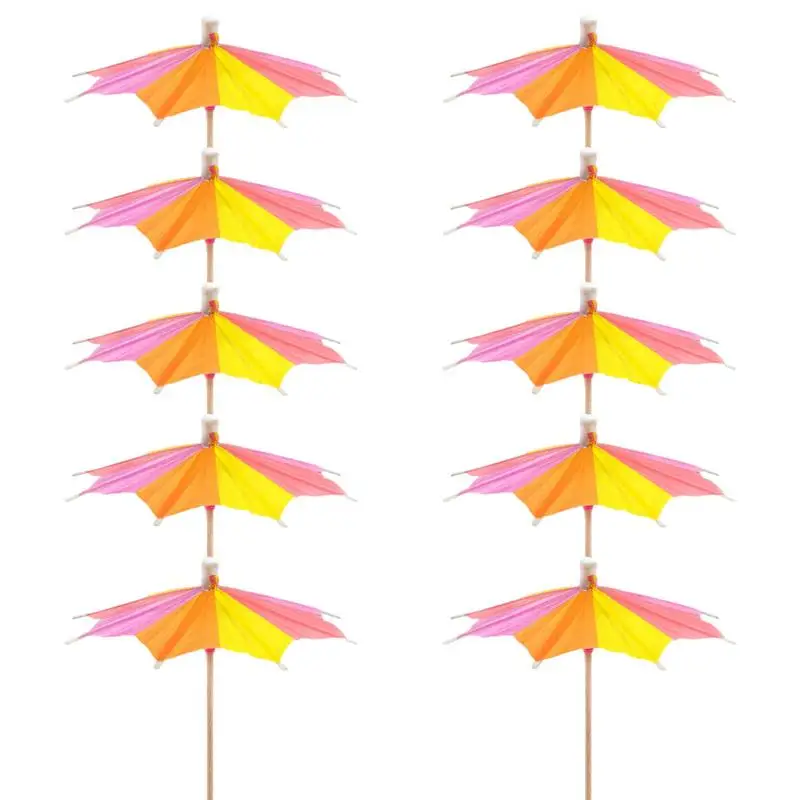 Umbrella Toothpicks For Drinks Multipurpose Paper Umbrella Toothpicks 10PCS Portable Hawaiian Party Decorations Luau Parasols