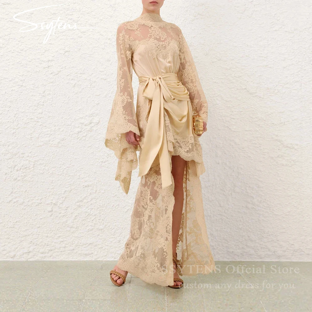 

SSYTENS Arabic Evening Dresses Luxury 2026 Lace Long Sleeves Wedding Party Dress Special Occasions Bespoke Prom Gown Customized