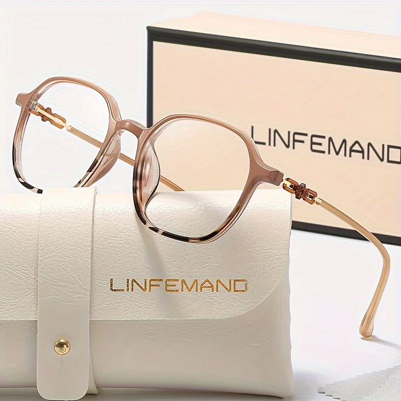 

LINFEMAND модные женские очки в большой оправе с квадратными прозрачными линзами, уличные повседневные одинаковые резные дизайнерские подарки на праздник