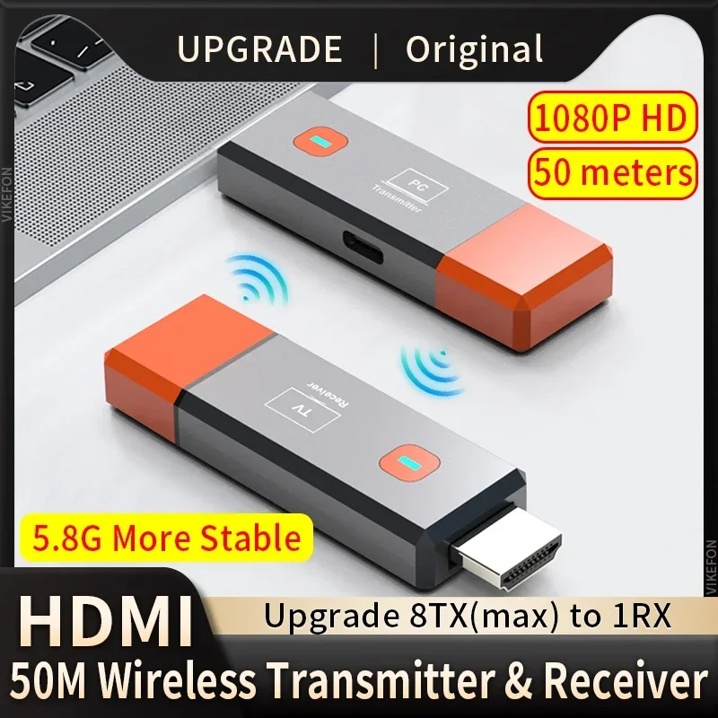 50M Wireless Video Transmitter Receiver HDMI-Compatible Extender TV Stick Screen Mirror Adapter Switch DVD PC To TV Projector