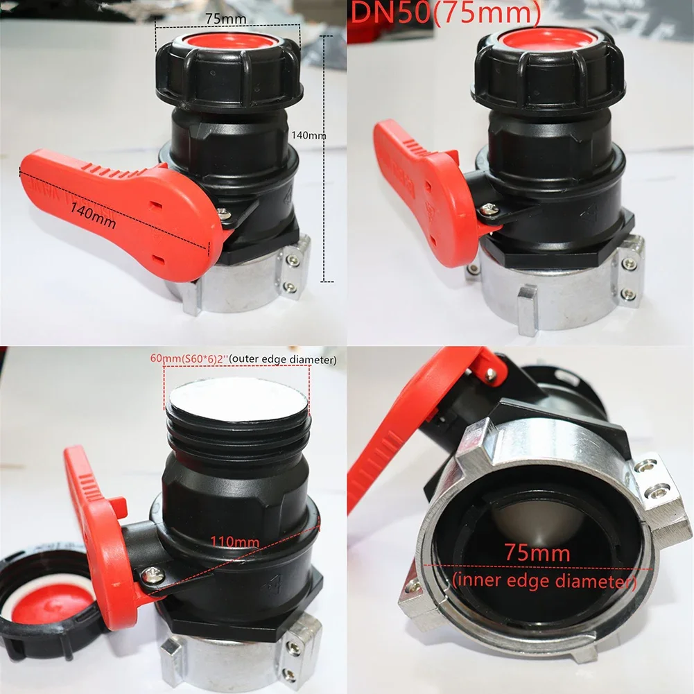 

Practical IBC Ball Valve Adapter Valve 75mm DN50 Replacement Tap Shut-off Outlet Water Tank Valves Aluminum Alloy