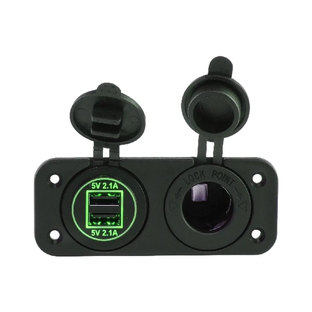 Dual USB Outlet Marine Waterproof Socket 12V DC Power Charger Adapter ABS Plastic RV Parts & Accessories