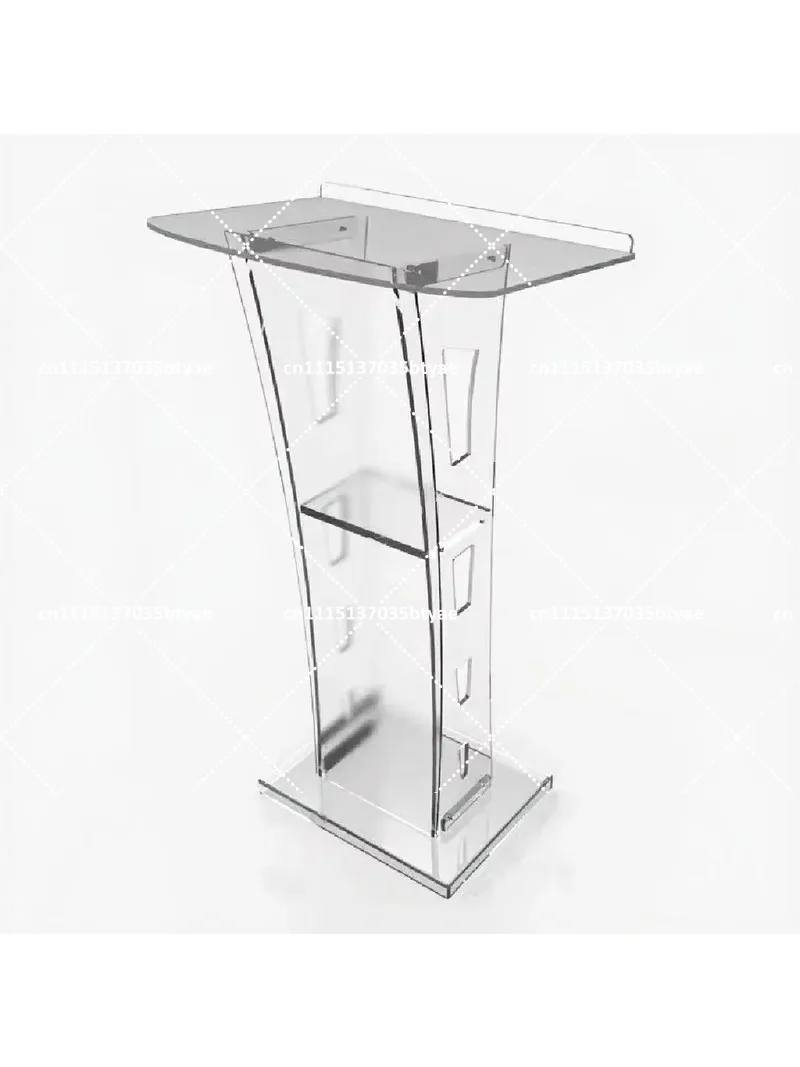 Acrylic Podium for Events, Removable Hosting Stage with Colorful LED Lights, Award Ceremony Podium, Conference Signing Stage