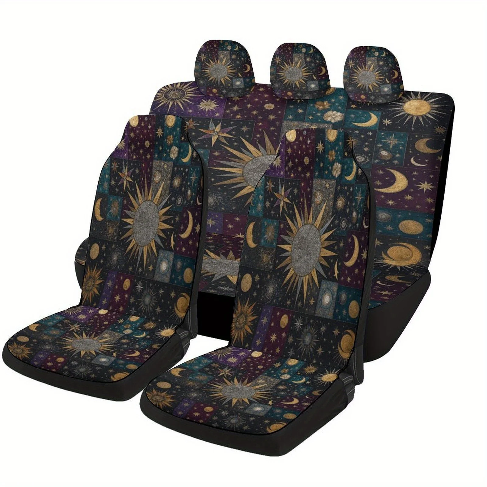 Celestial Patterns Designed Car Seat Cover Set For Most Cars, High-quality Comfortable Car Seat Protector Covers Full Set, Car