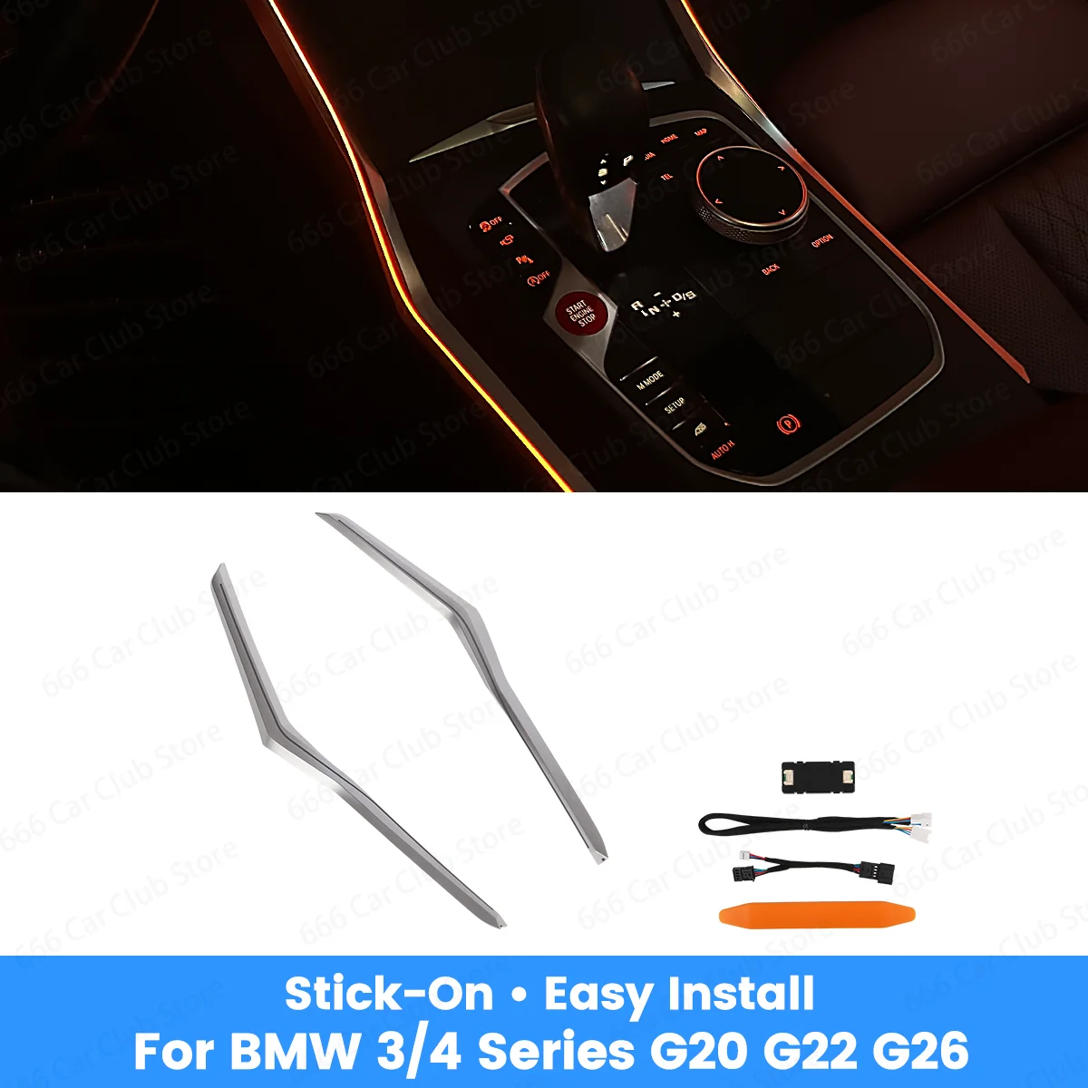 

Adhesive Style Center Console Saddle Light For BMW New 3/4 Series G20 G26 G22 11 Color Car Ambient Lighting Inside The
