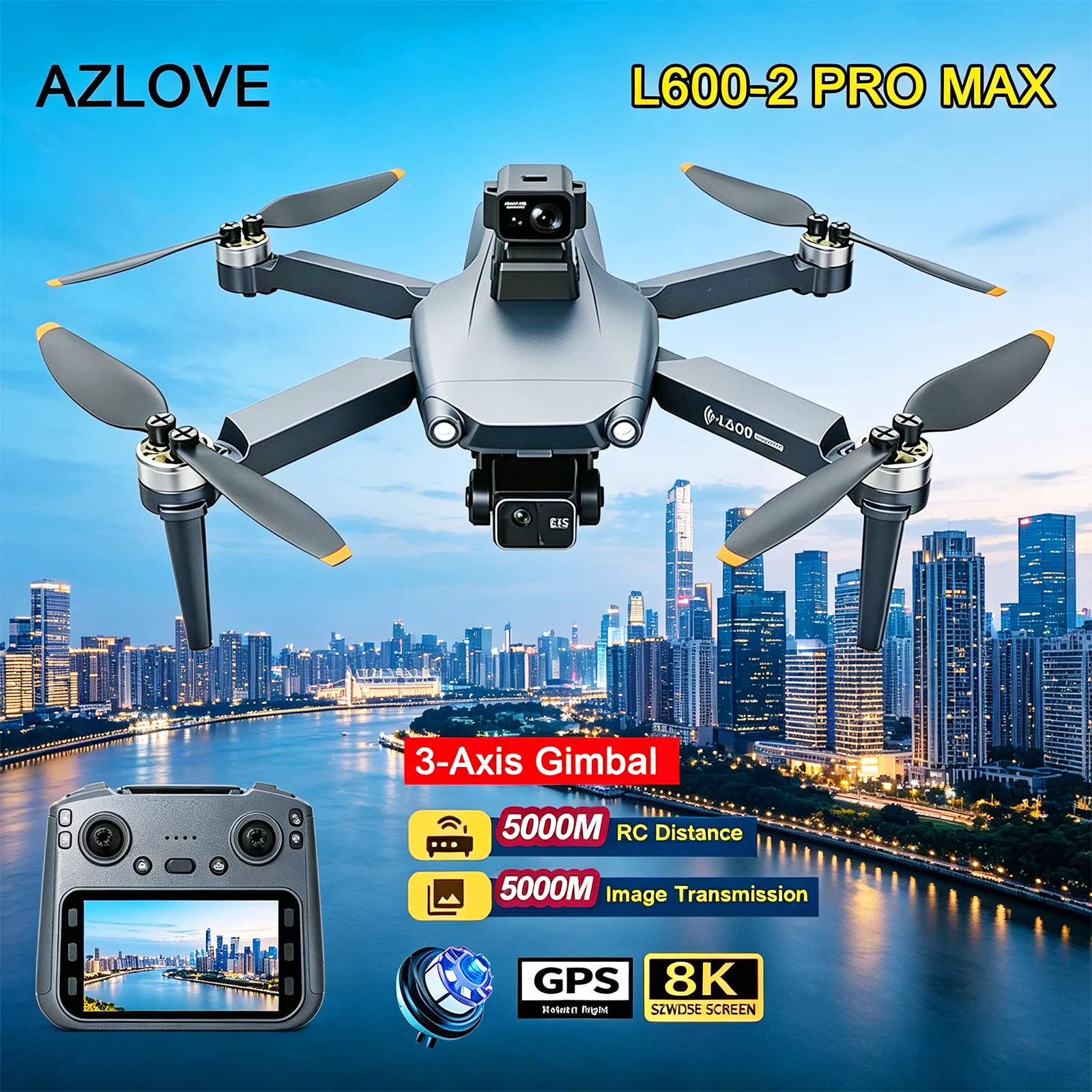 Drone Gimbal 3 Axis - Dron L600-2 PRO MAX GPS 8K