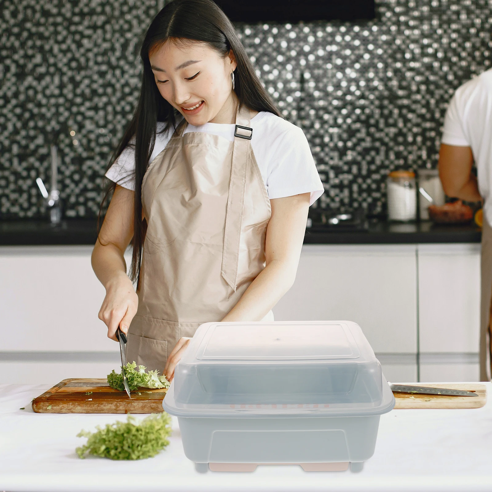 

Dust-proof Dish Drying Rack Transparent Cover Kitchen Counter Top Utensil Holder Cutlery Chopsticks Storage Drainer Rack dish