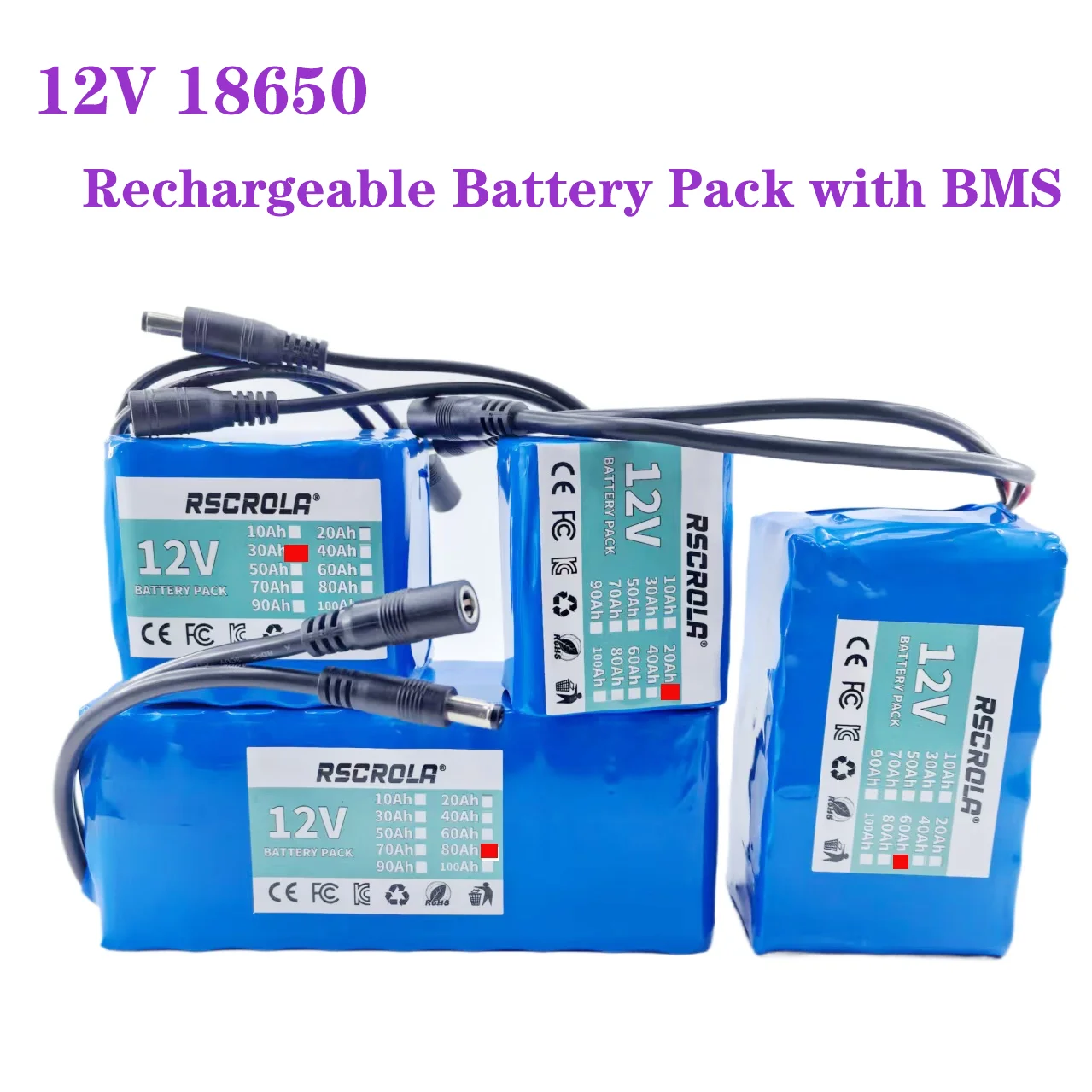 

Аккумуляторный блок 12В 18650 с BMS и зарядным устройством, 3S Li-ion, перезаряжаемый источник питания, длительный срок службы для солнечных панелей/светодиодных фонарей/радиоуправляемых моделей