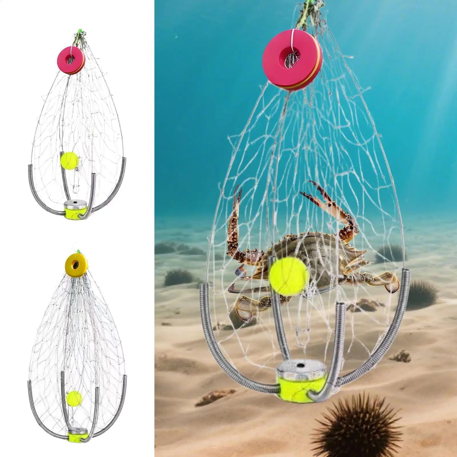 

1PC Automatic Crab Trap Fishing Foldable Design Fishing Net Cage Wide Coverage Automatic Open Closing Supplementary Crab Cage