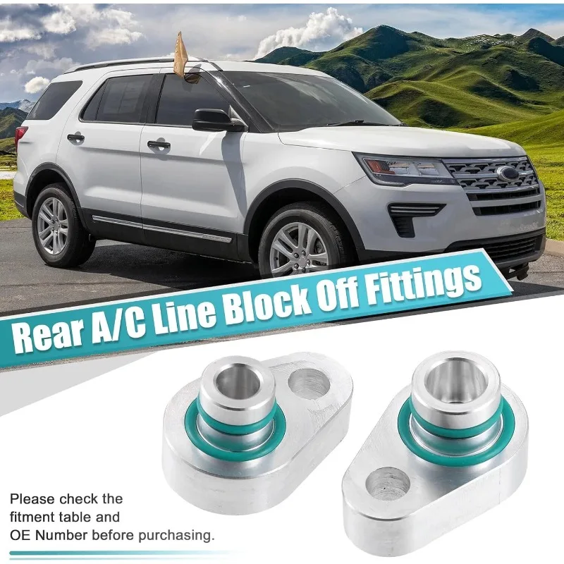 Car Aluminum Alloy Rear A/C Block Off Kit for Ford Expedition Explorer Lincoln MKT 2010-2018 Air Conditioning Line Leaks Fix Kit