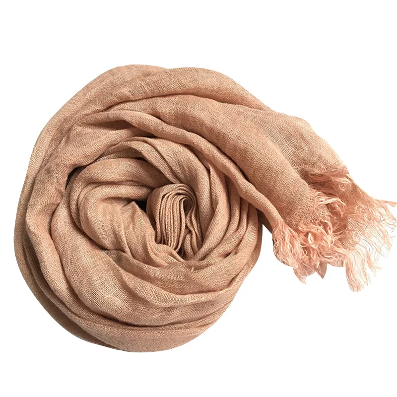 Linen Scarfs For Ladies Solid Color Muslim Hijab Women\'s Headscarf hijab turbans for women