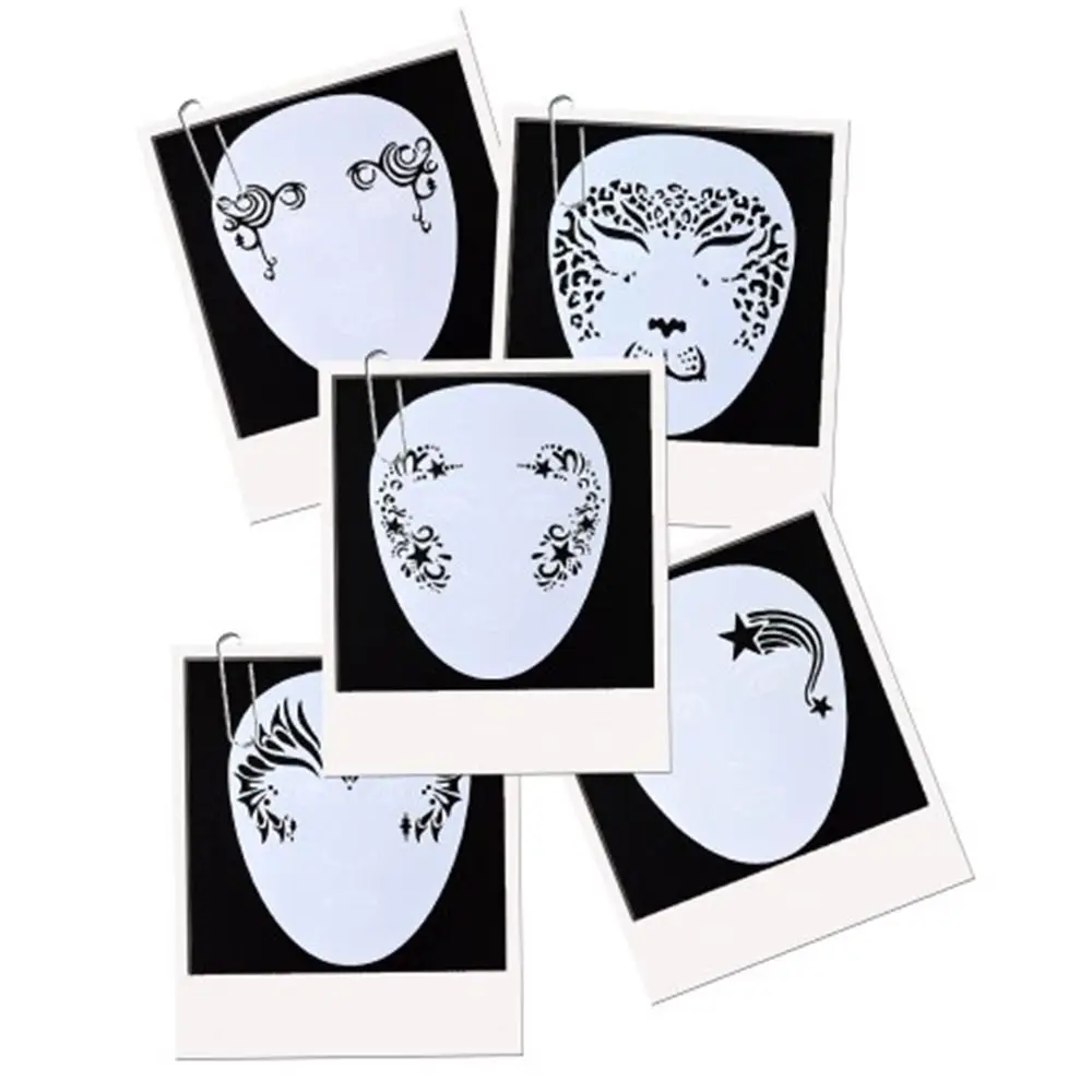 White Face Paint Template Animal Print Temporary Tattoos Body Painting Stencils Cartoon Reusable Face Tattoo Party Makeup Stamps