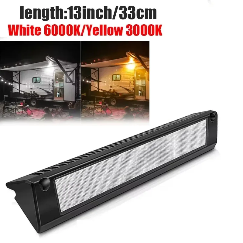 

13" inch RV Exterior Light 12-24V DC LED Light Fixtures White 6000K/Yellow 3000K Outdoor Porch Lighting for RV/Trailer/Camper
