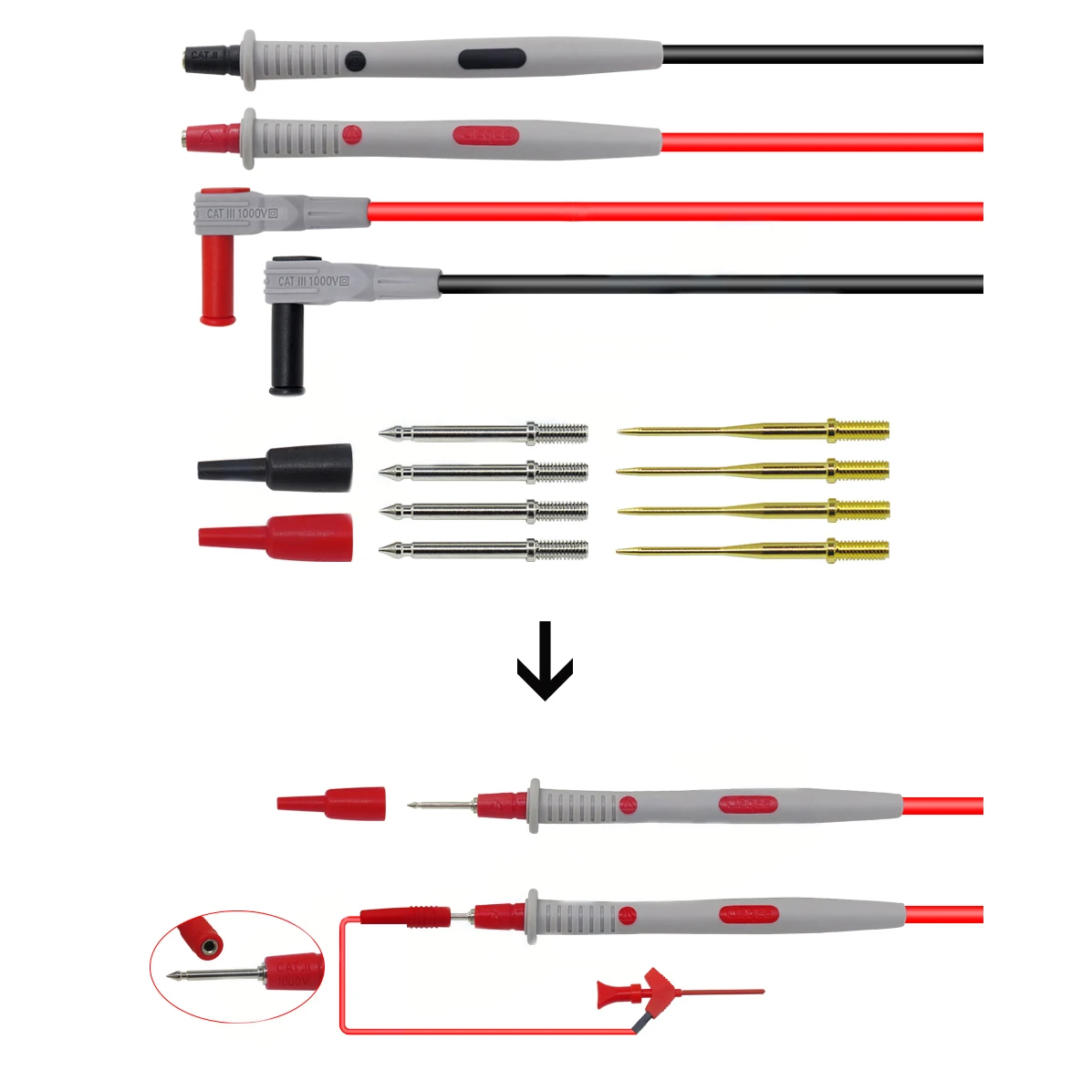 P1503D Multimeter Probes Replaceable Needles Test Leads Kits Probes For Digital Multimeter Cable Feeler For Multimeter Wire Tips