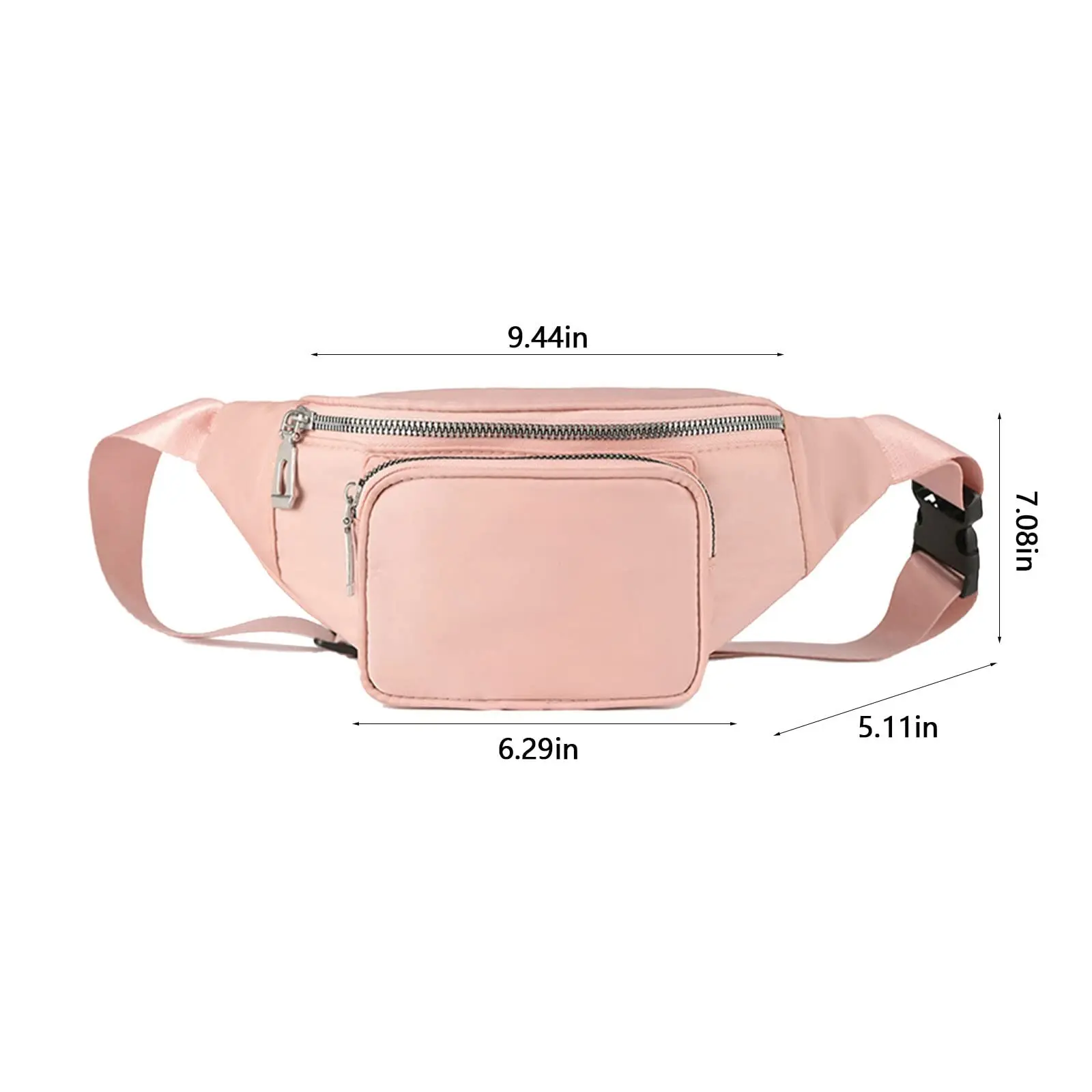 Large Fanny Pack With Adjustable Running Belt And 2 Zipper Pockets Women Men Workout Travel Jogging Cycling Hiking Crossbody Bag