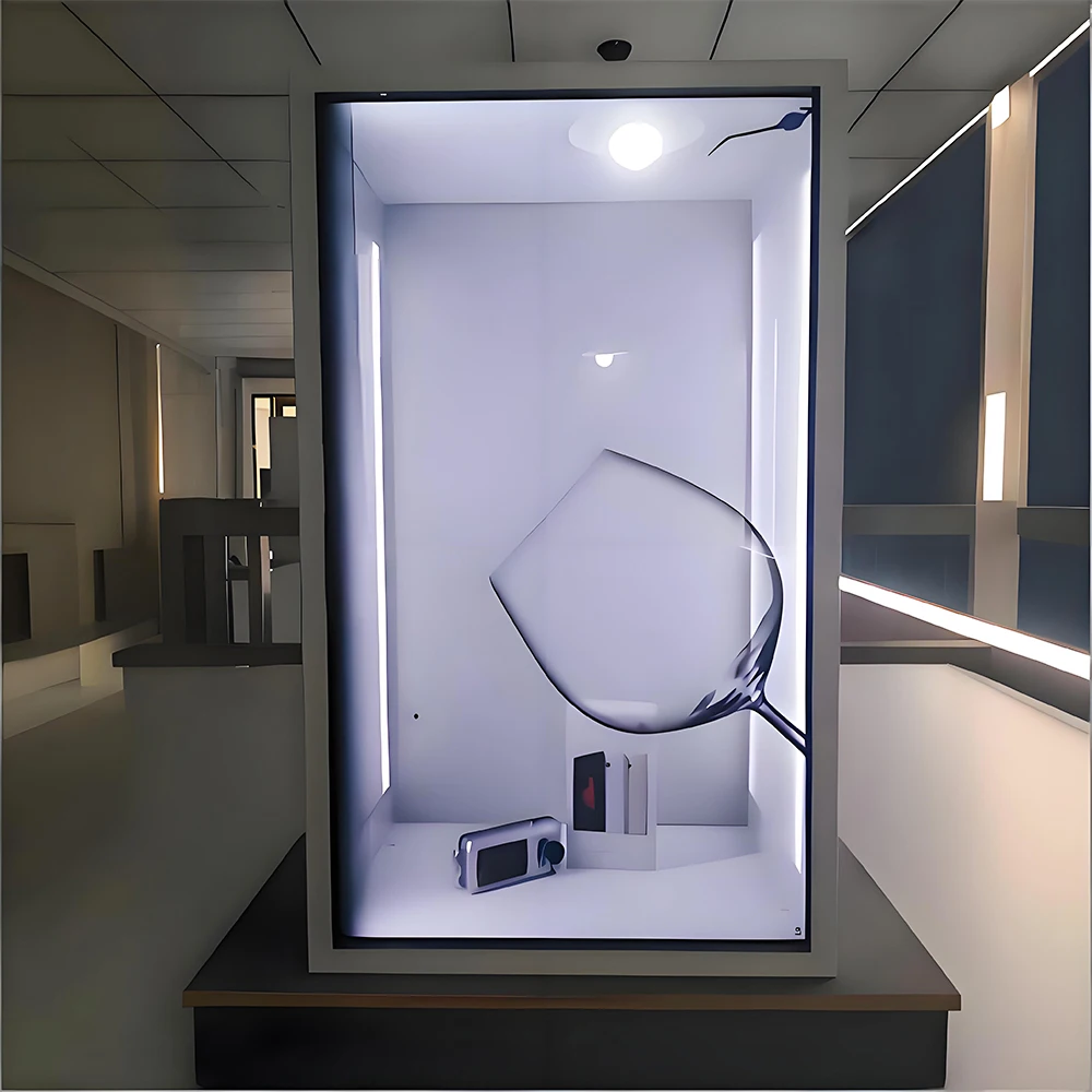 Holographic Transparent Display Cabinet High-Definition Brightness Supporting Video Playback for Trade Shows Launches Retail