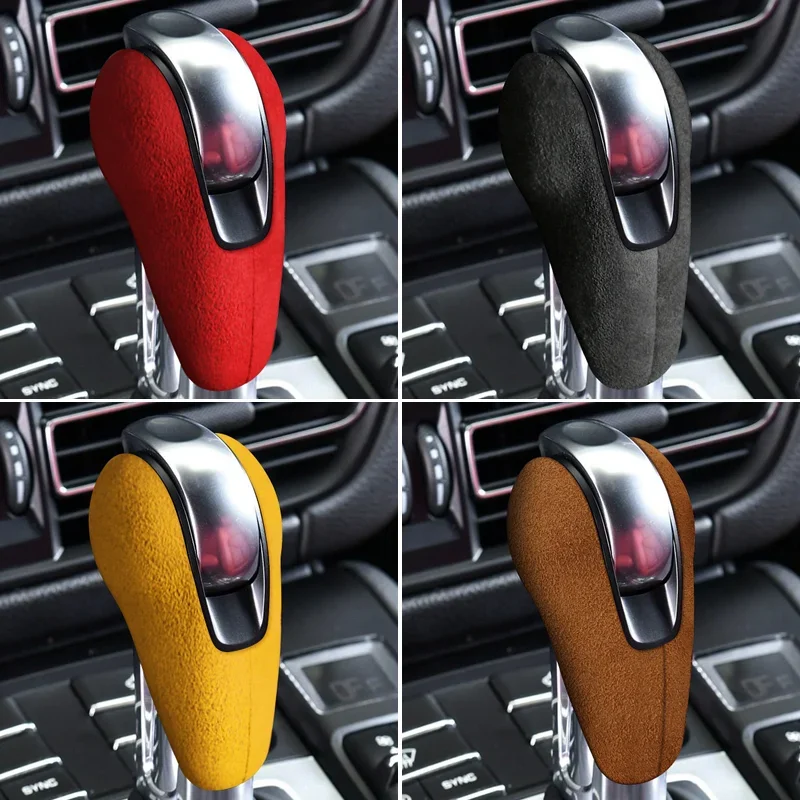 Car Gear Shift Knob Top Suede Wrap Interior Sticker Accessories Trim Cover  For Porsche Macan 95B Panamera 970 718 911